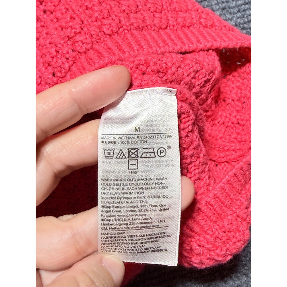 Gap Crochet Ruffle Sleeve Sweater Top Women M Raspberry Pink - Picture 4 of 9
